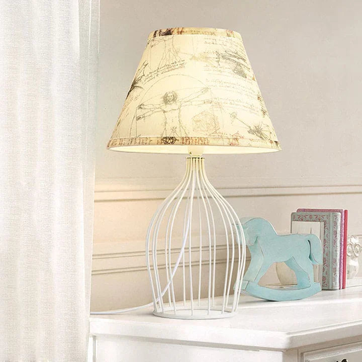 GloLight - traditional conical table lamp with metal cage base