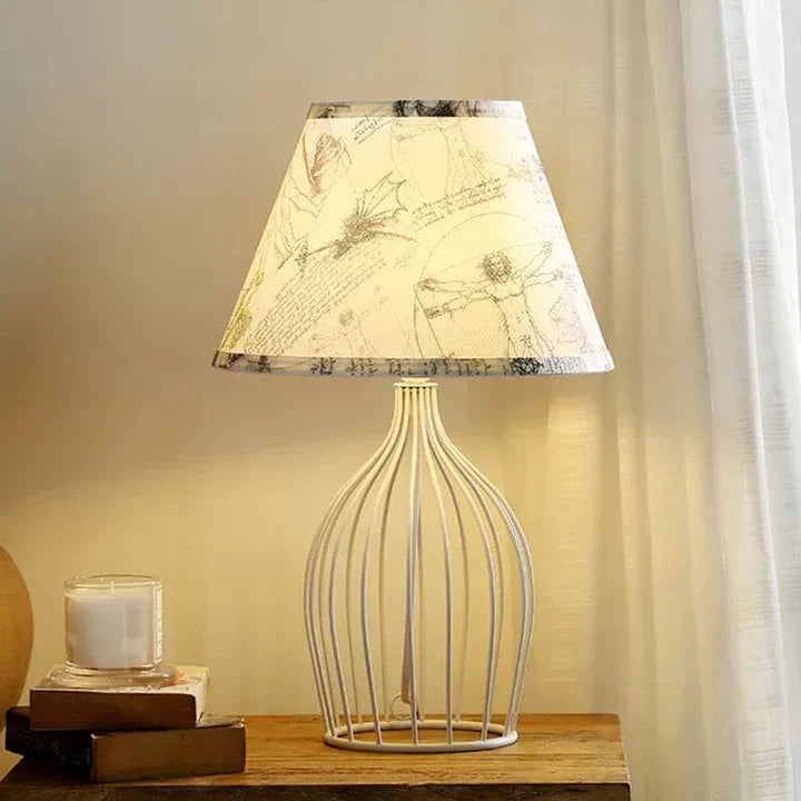 GloLight - traditional conical table lamp with metal cage base
