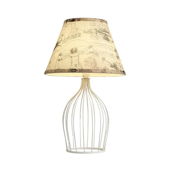 GloLight - traditional conical table lamp with metal cage base