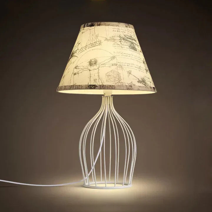 GloLight - traditional conical table lamp with metal cage base