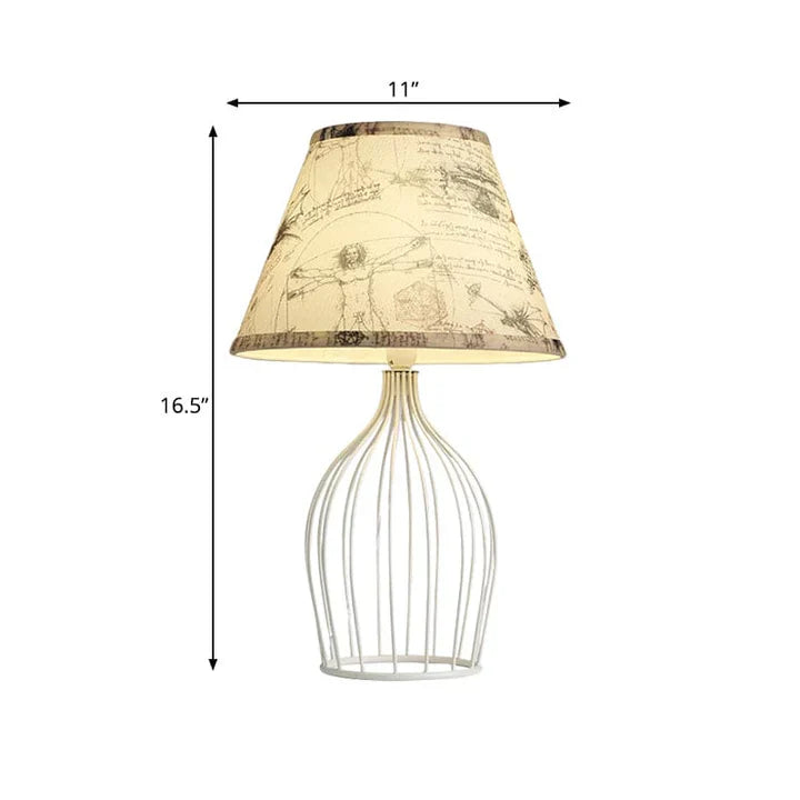 GloLight - traditional conical table lamp with metal cage base