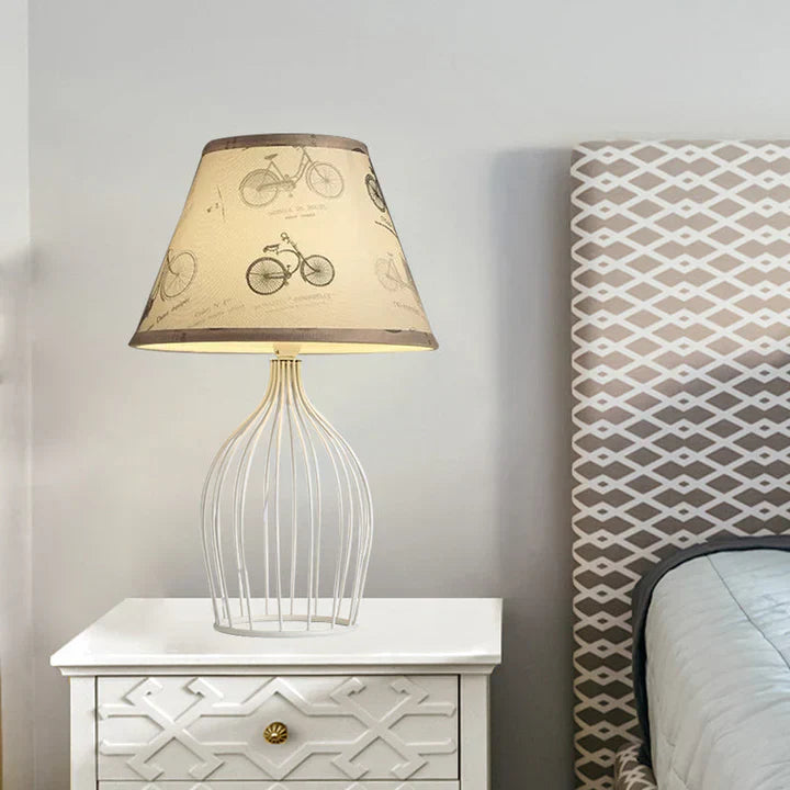GloLight - traditional conical table lamp with metal cage base