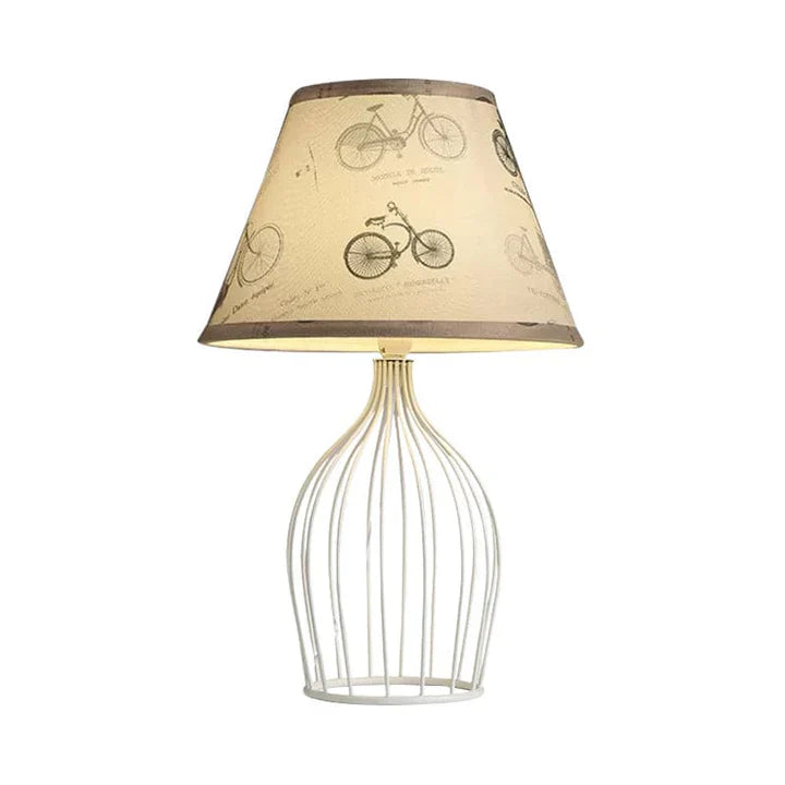 GloLight - traditional conical table lamp with metal cage base