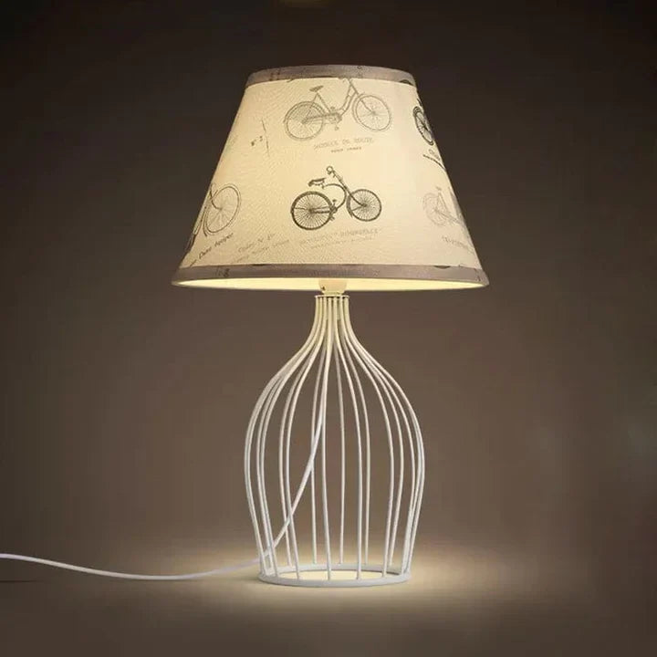 GloLight - traditional conical table lamp with metal cage base