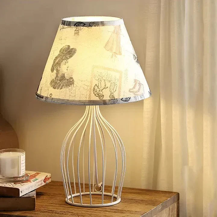 GloLight - traditional conical table lamp with metal cage base