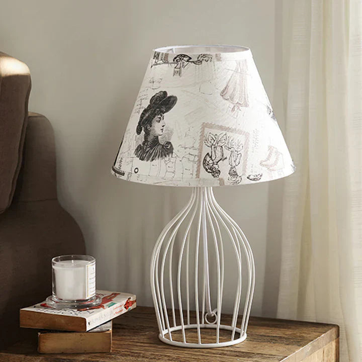 GloLight - traditional conical table lamp with metal cage base