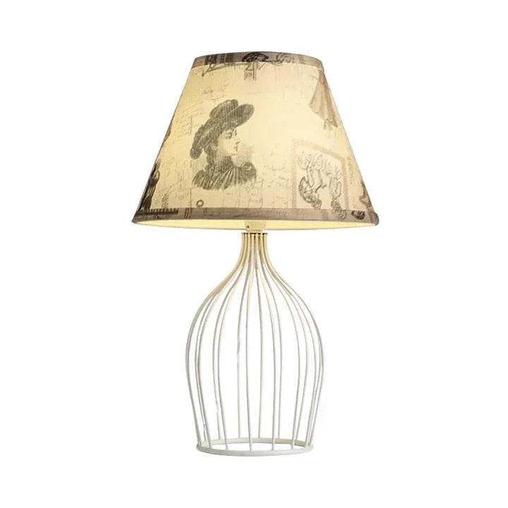 GloLight - traditional conical table lamp with metal cage base