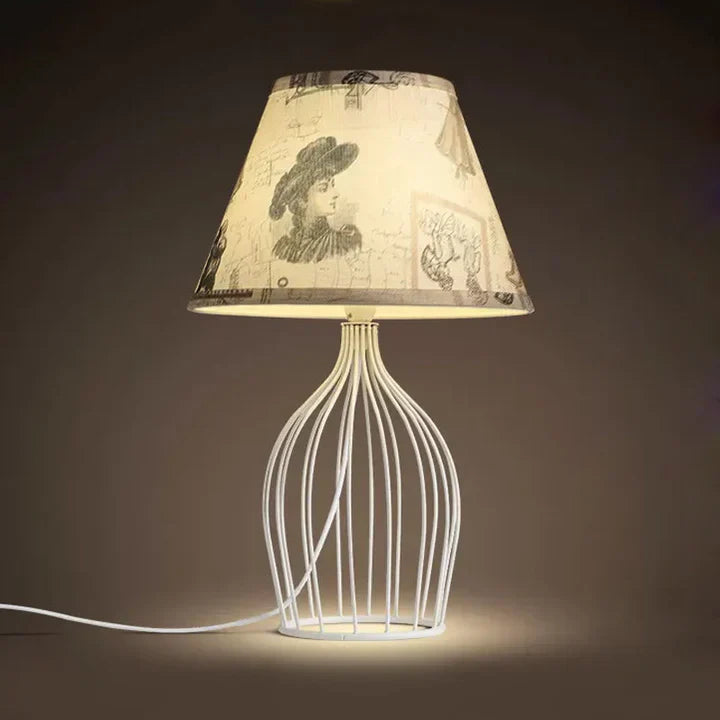 GloLight - traditional conical table lamp with metal cage base
