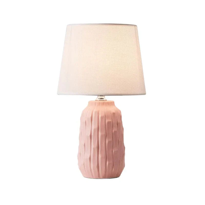 Eclat - designer table lamp with conical shade and cylindrical ceramic base