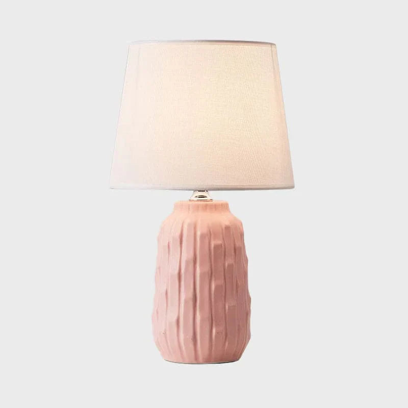 Eclat - designer table lamp with conical shade and cylindrical ceramic base