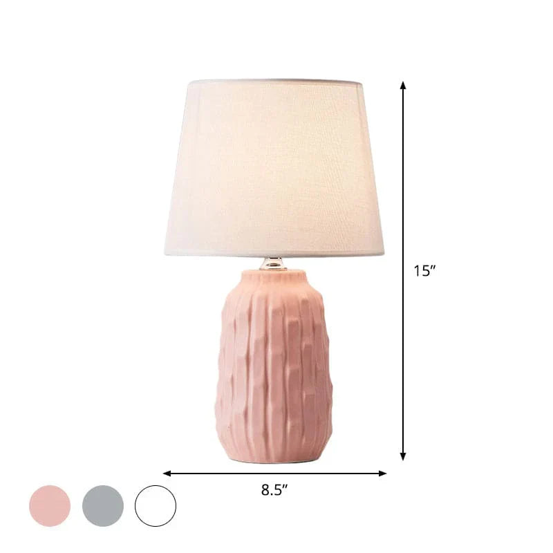 Eclat - designer table lamp with conical shade and cylindrical ceramic base