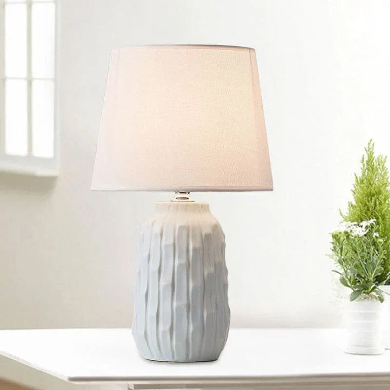 Eclat - designer table lamp with conical shade and cylindrical ceramic base