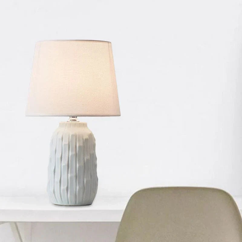 Eclat - designer table lamp with conical shade and cylindrical ceramic base