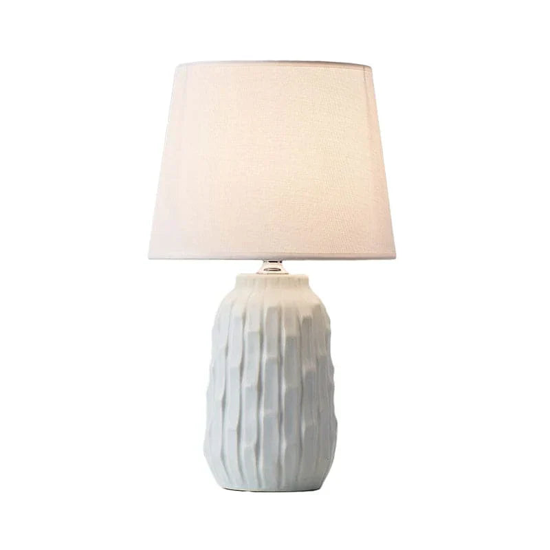 Eclat - designer table lamp with conical shade and cylindrical ceramic base