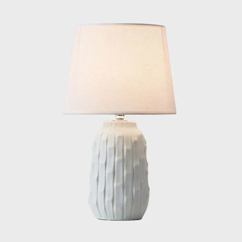 Eclat - designer table lamp with conical shade and cylindrical ceramic base