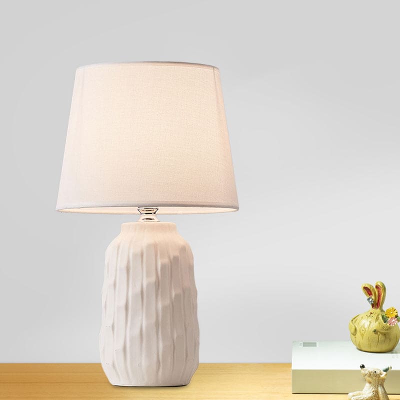 Eclat - designer table lamp with conical shade and cylindrical ceramic base