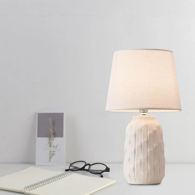 Eclat - designer table lamp with conical shade and cylindrical ceramic base