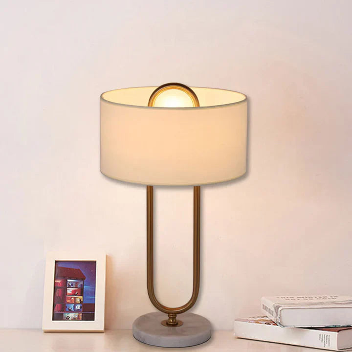 LichtAnna - white drum-shaped table lamp with oval base
