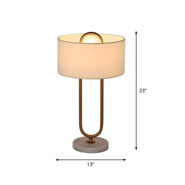 LichtAnna - white drum-shaped table lamp with oval base