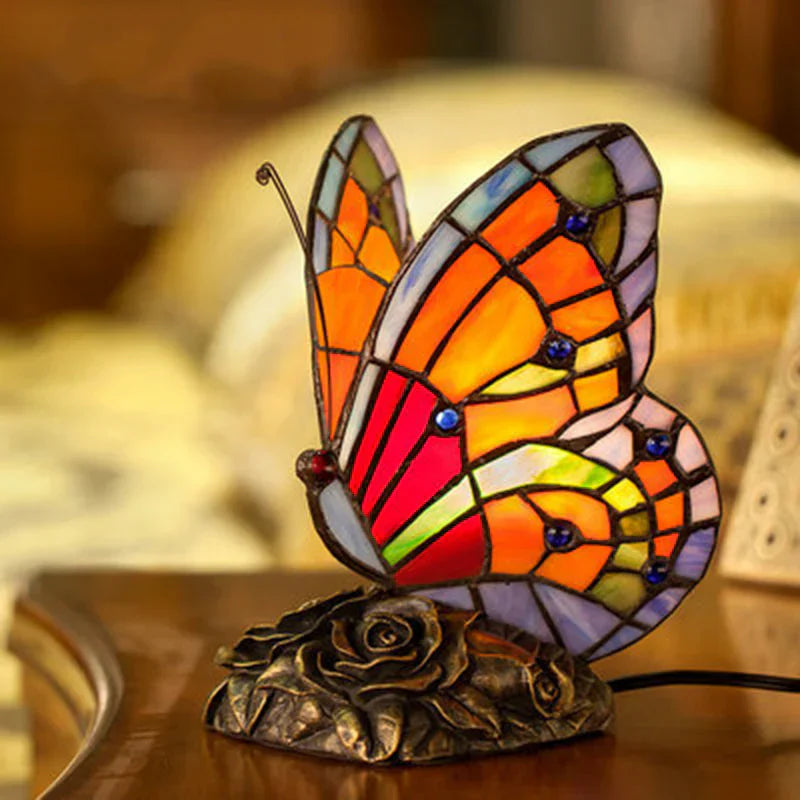 Elegantelicht - elegant table lamp with butterfly shade and rose base