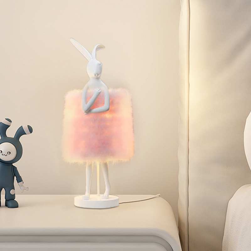 Fluffybunny - feather rabbit table lamp