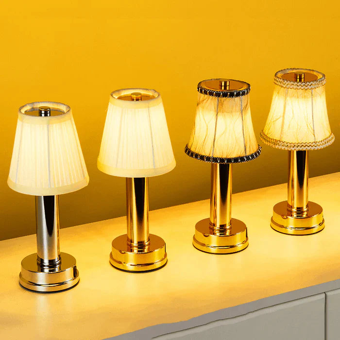 Cordless led table lamp in silk metal