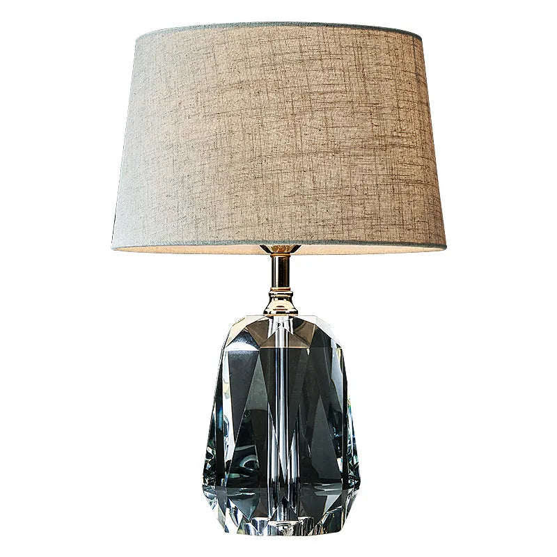 Crystalgow - modern crystal table lamp with fabric shade in kaki