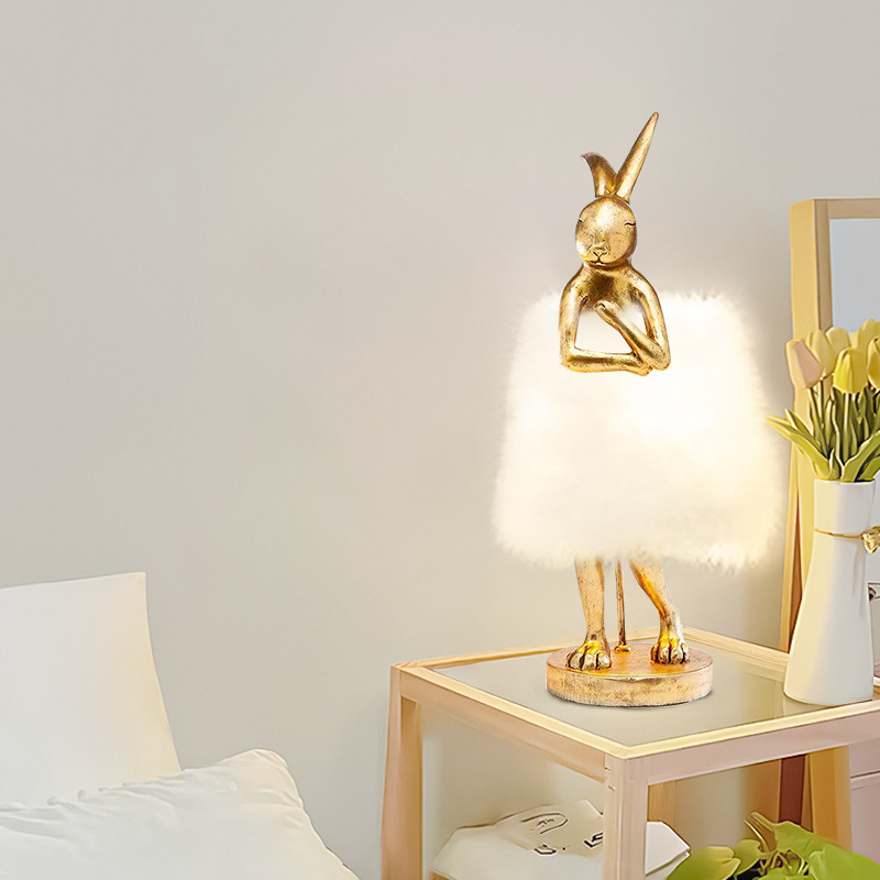 Fluffybunny - feather rabbit table lamp
