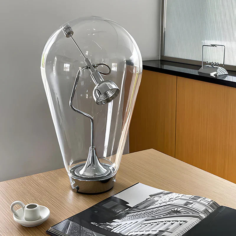Lumimagnet - industrial magnetic control glass-bol table lamp with touch dimming