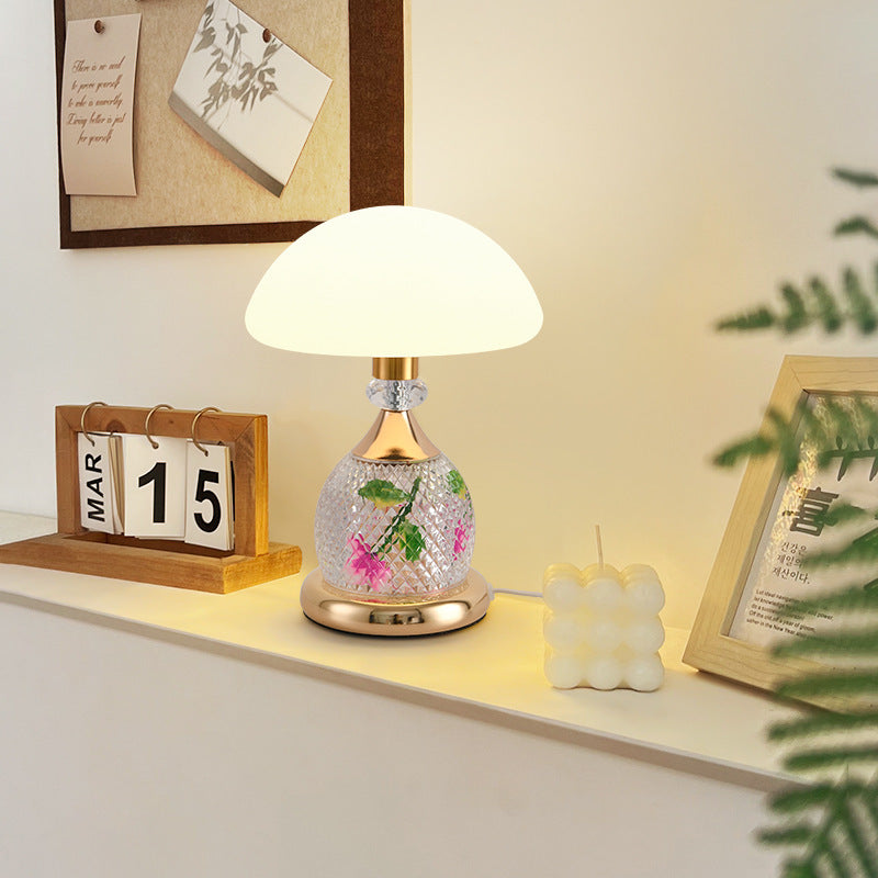 Ambientgleam | elegant crystal mushroom table lamp