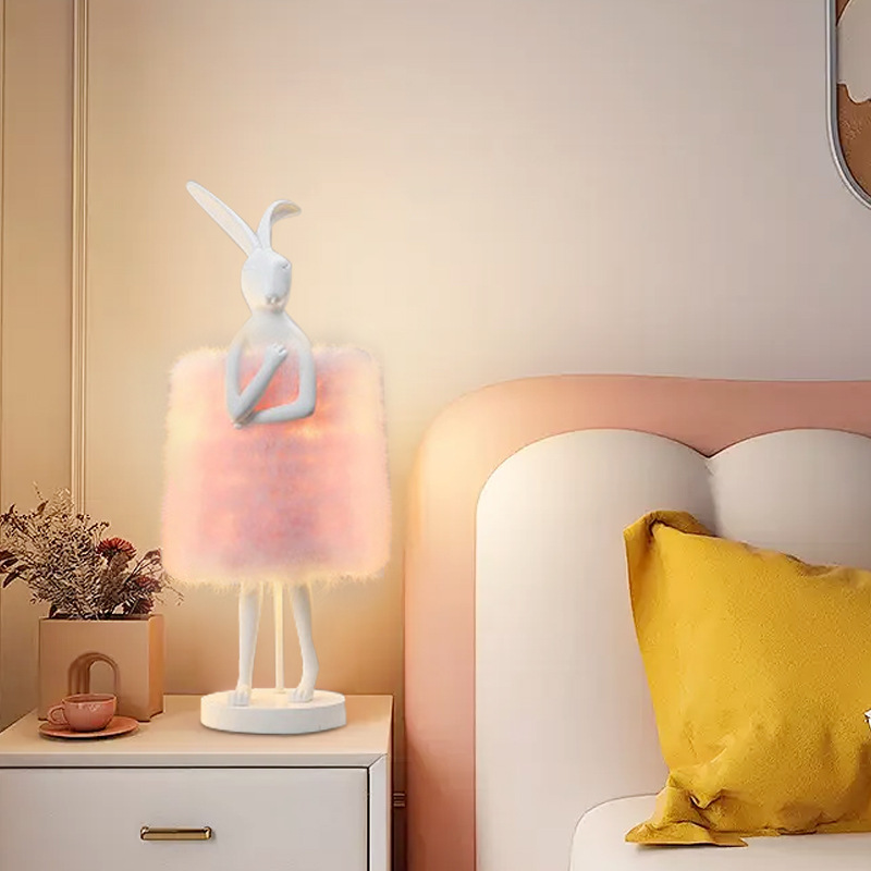 Fluffybunny - feather rabbit table lamp