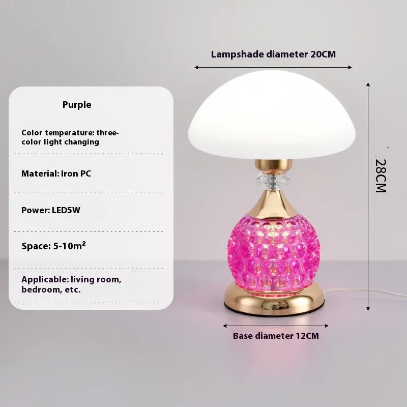 Ambientgleam | elegant crystal mushroom table lamp