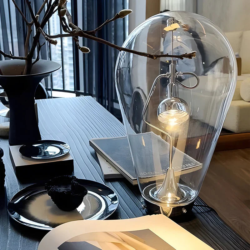 Lumimagnet - industrial magnetic control glass-bol table lamp with touch dimming