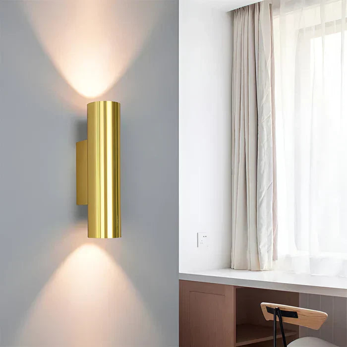 Double head wall light - gold wall sconce - cylinder wall light