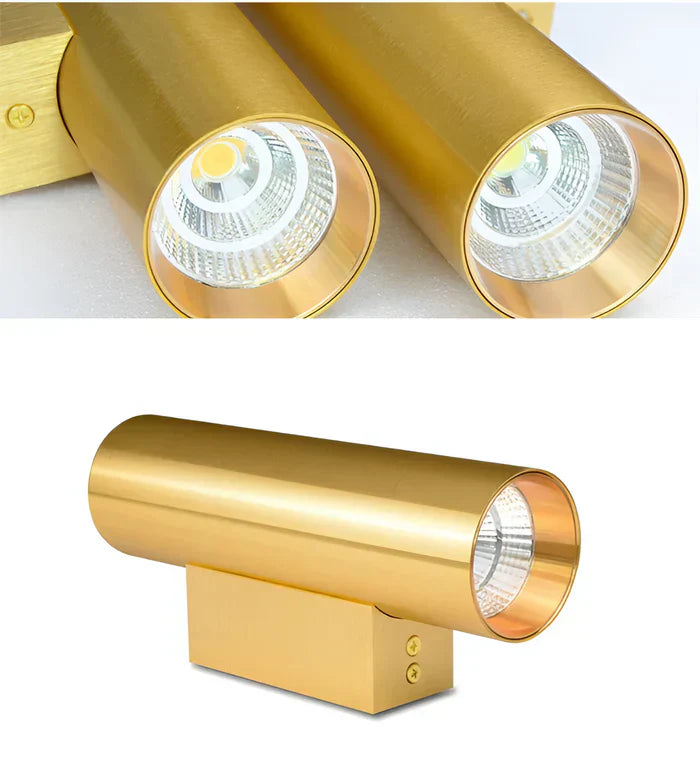 Double head wall light - gold wall sconce - cylinder wall light