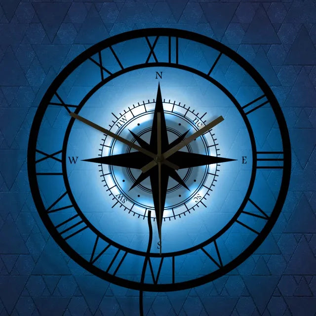 Directionalchart - nautical compass wall clock