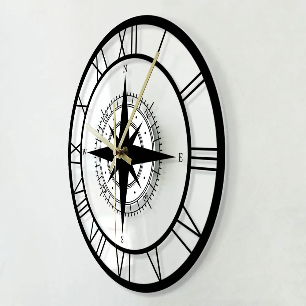 Directionalchart - nautical compass wall clock