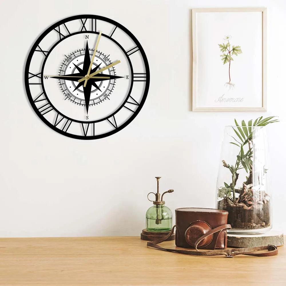 Directionalchart - nautical compass wall clock
