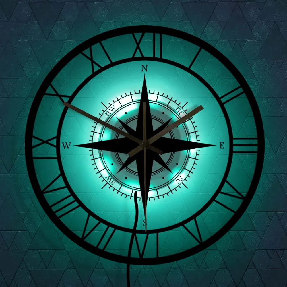 Directionalchart - nautical compass wall clock