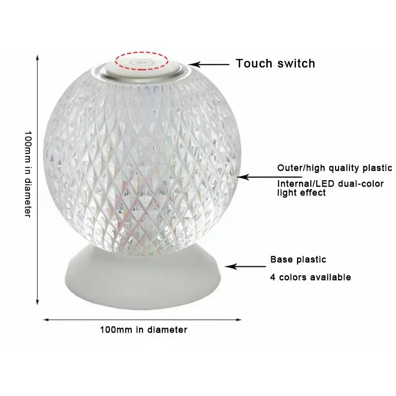 Flexiluxe - modern cordless crystal table lamp