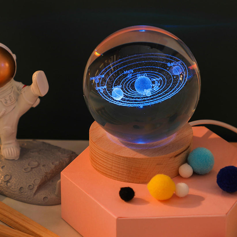 Glowing planet galaxy astronaut crystal ball night lights