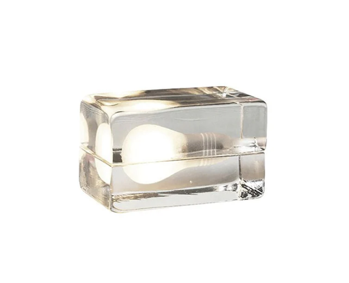 Brightcube - minimalist table lamp with transparent glass cube