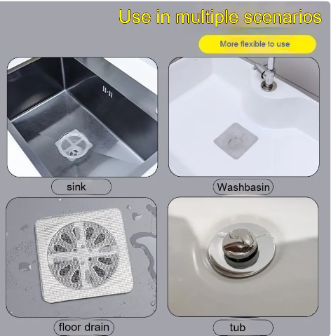 Disposable self-adhesive floor drain plate - anti-blockage, insect protection & anti-hair