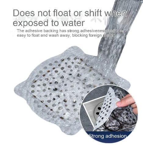 Disposable self-adhesive floor drain plate - anti-blockage, insect protection & anti-hair
