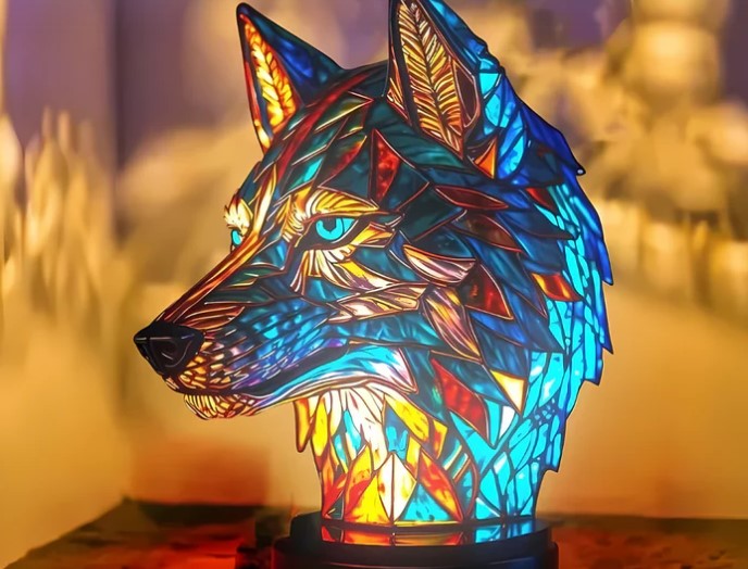 ArtGlass | animal motif stained glass table lamp