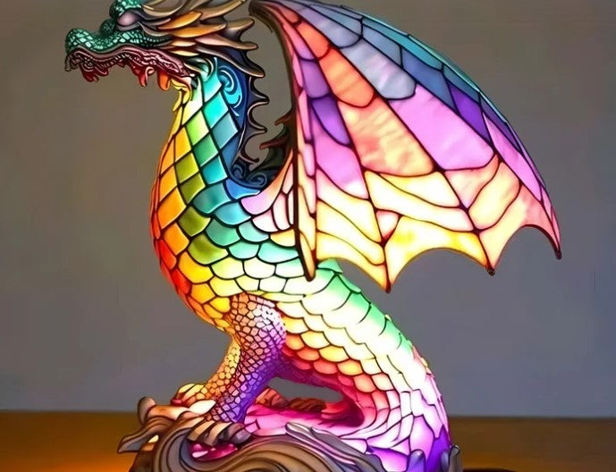 ArtGlass | animal motif stained glass table lamp