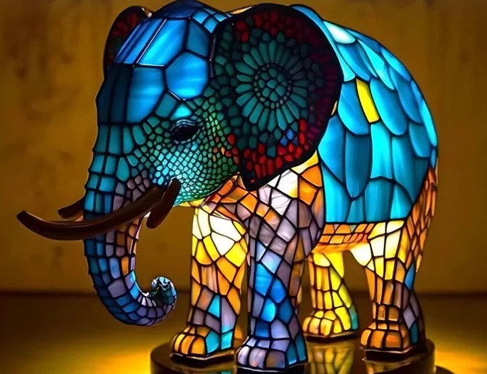ArtGlass | animal motif stained glass table lamp