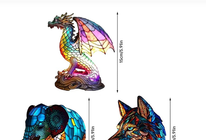 ArtGlass | animal motif stained glass table lamp
