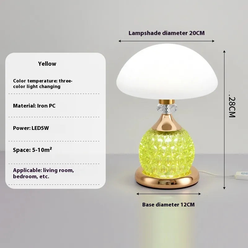 Ambientgleam | elegant crystal mushroom table lamp