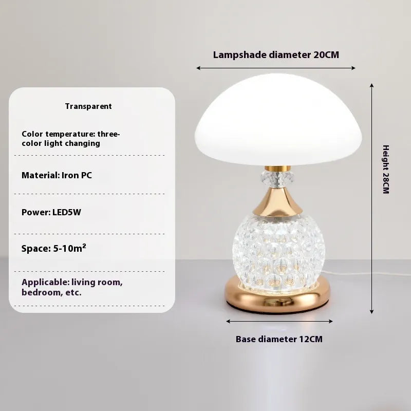 Ambientgleam | elegant crystal mushroom table lamp